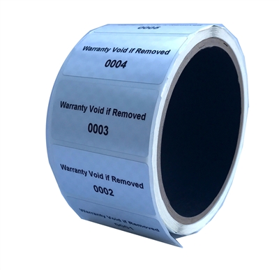 500 Silver Matte TamperGuard Tamper Evident Security Label Seal Sticker Non Residue, Rectangle 2" x 1" (51mm x 25mm). Printed: warranty Void if Removed + Serial Number.