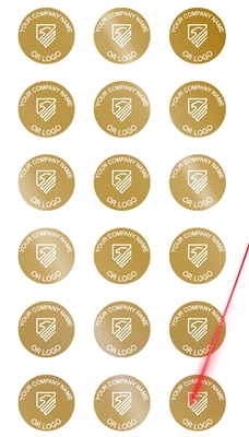 10,000 Gold TamperVoidPro Tamper Evident Security Labels Seal Sticker, Round/ Circle 0.75" diameter (19mm). Demetalized Laser Customization. >Click on item details to customize it.